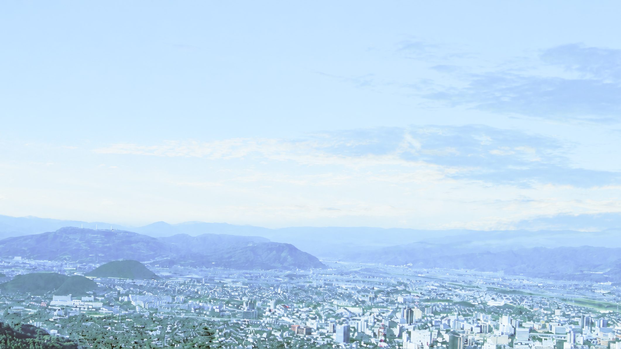 市街地と山並みを見渡す風景